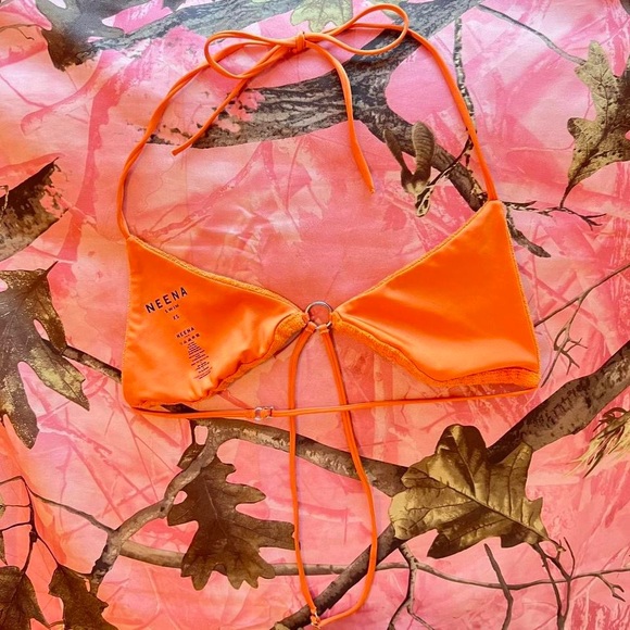 neena swim orange terry cloth triangle wrap bikini top - Picture 6 of 8